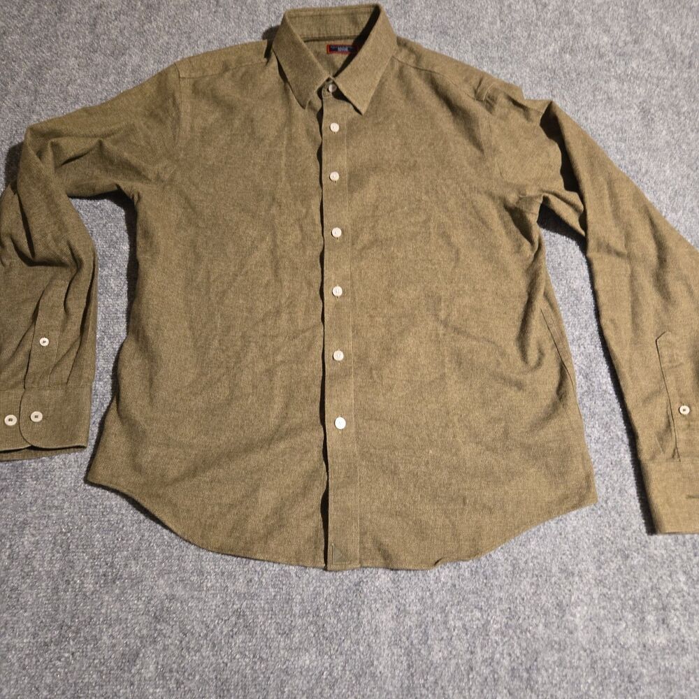 Untuckit Shirt Mens Medium Green Button Front Long Sleeve Cotton Wrinkle Free - Picture 2 of 9